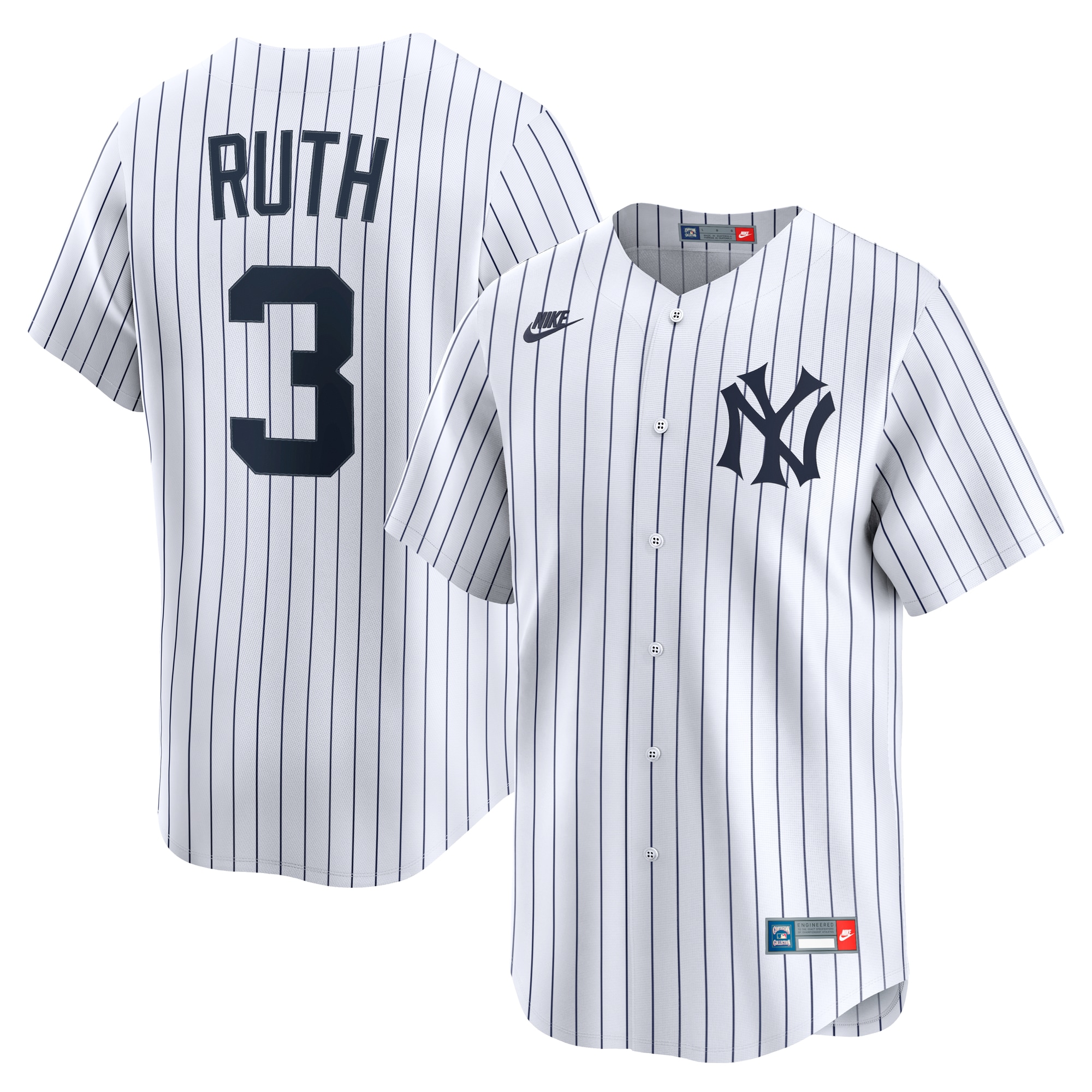 New York Yankees Babe Ruth White Throwback Cooperstown Collection Limited MLB Jersey Men's