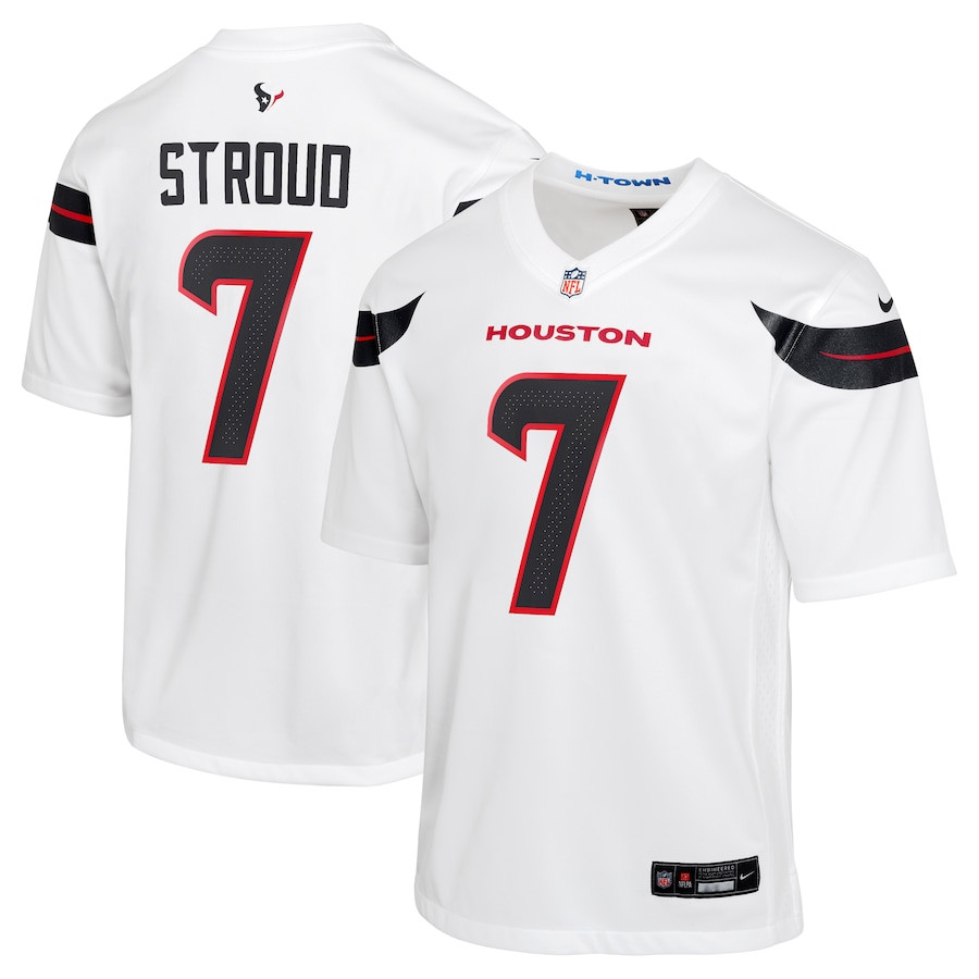C.J. Stroud 7 Houston Texans Game White NFL Jersey Youth