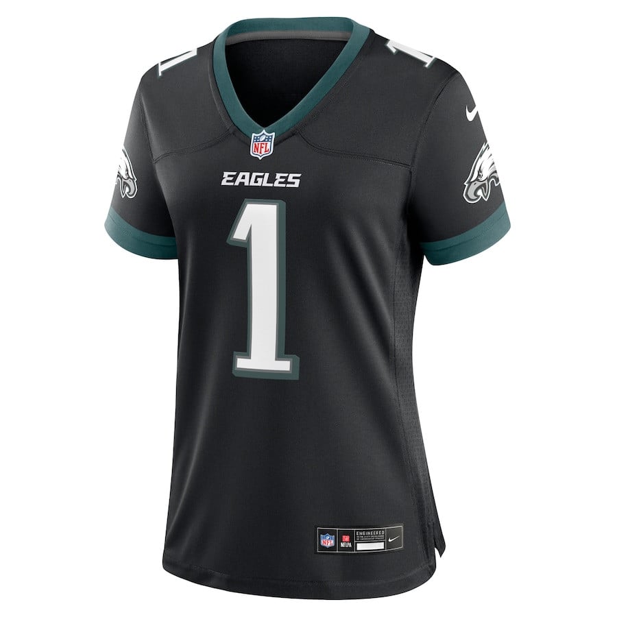 Jalen Hurts 1 Philadelphia Eagles Alternate Game Black NFL Jersey Women's