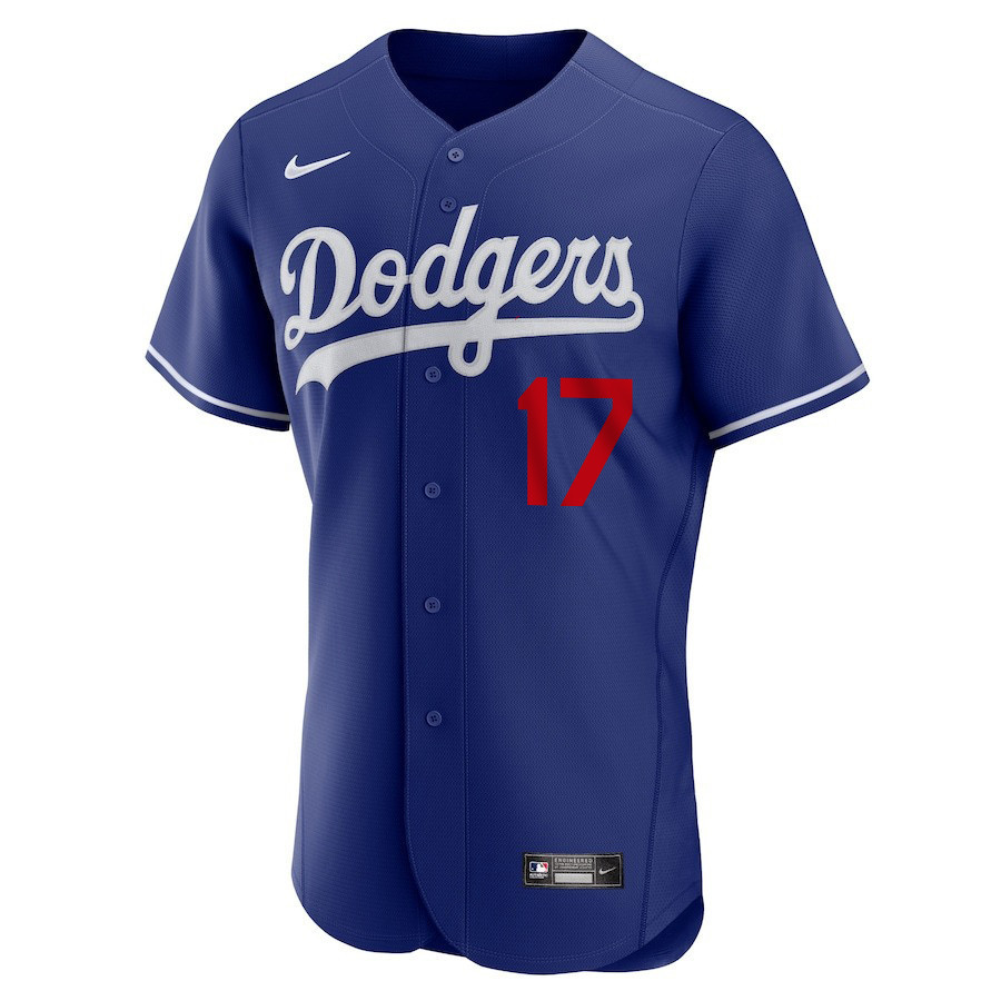 Shohei Ohtani 17 Los Angeles Dodgers Signed Collage Arts 2023 Alternate ELITE Royal MLB Jersey Men's