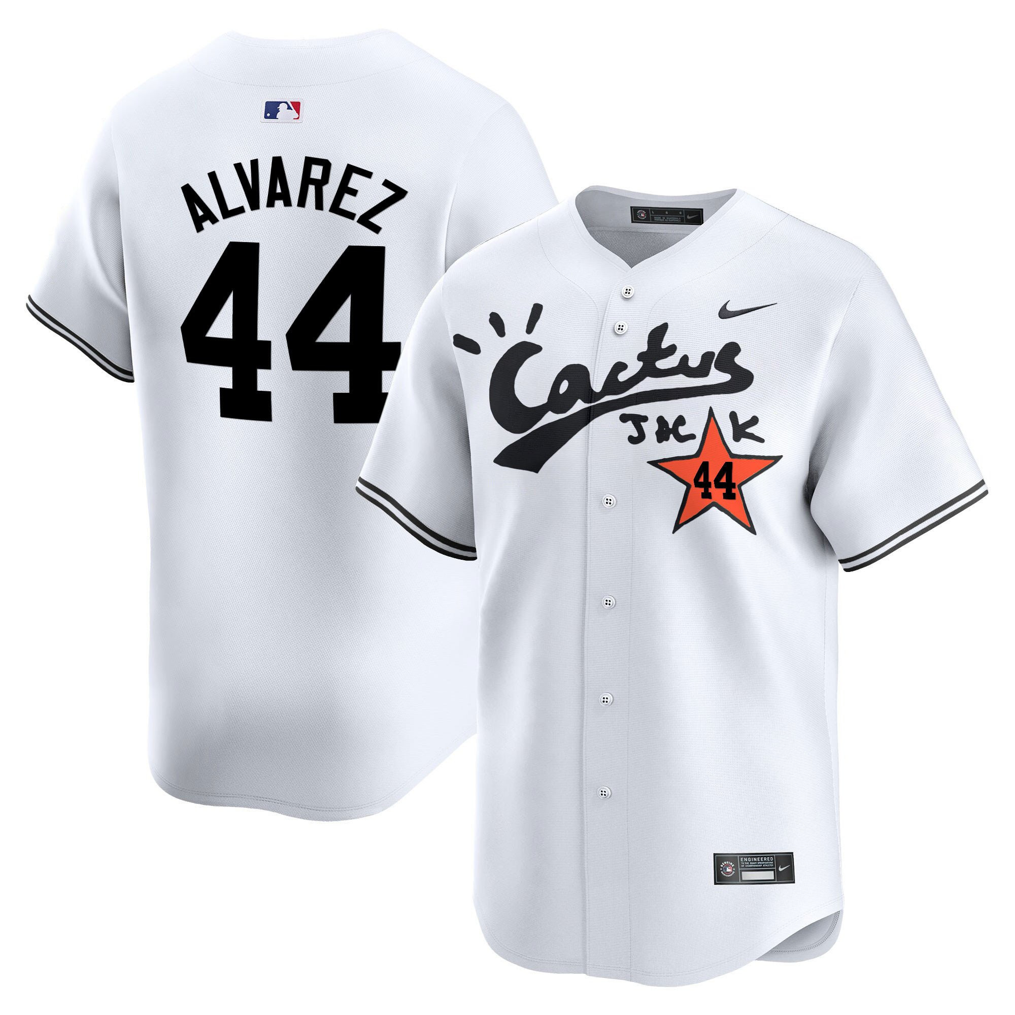 Yordan Alvarez 44 Houston Astros Cactus Jack White V2 Men MLB Jersey Men's
