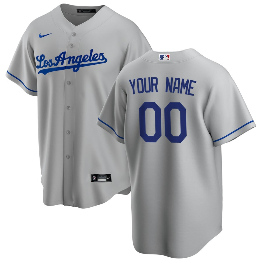 Los Angeles Dodgers Road Custom Gray MLB Jersey Men's