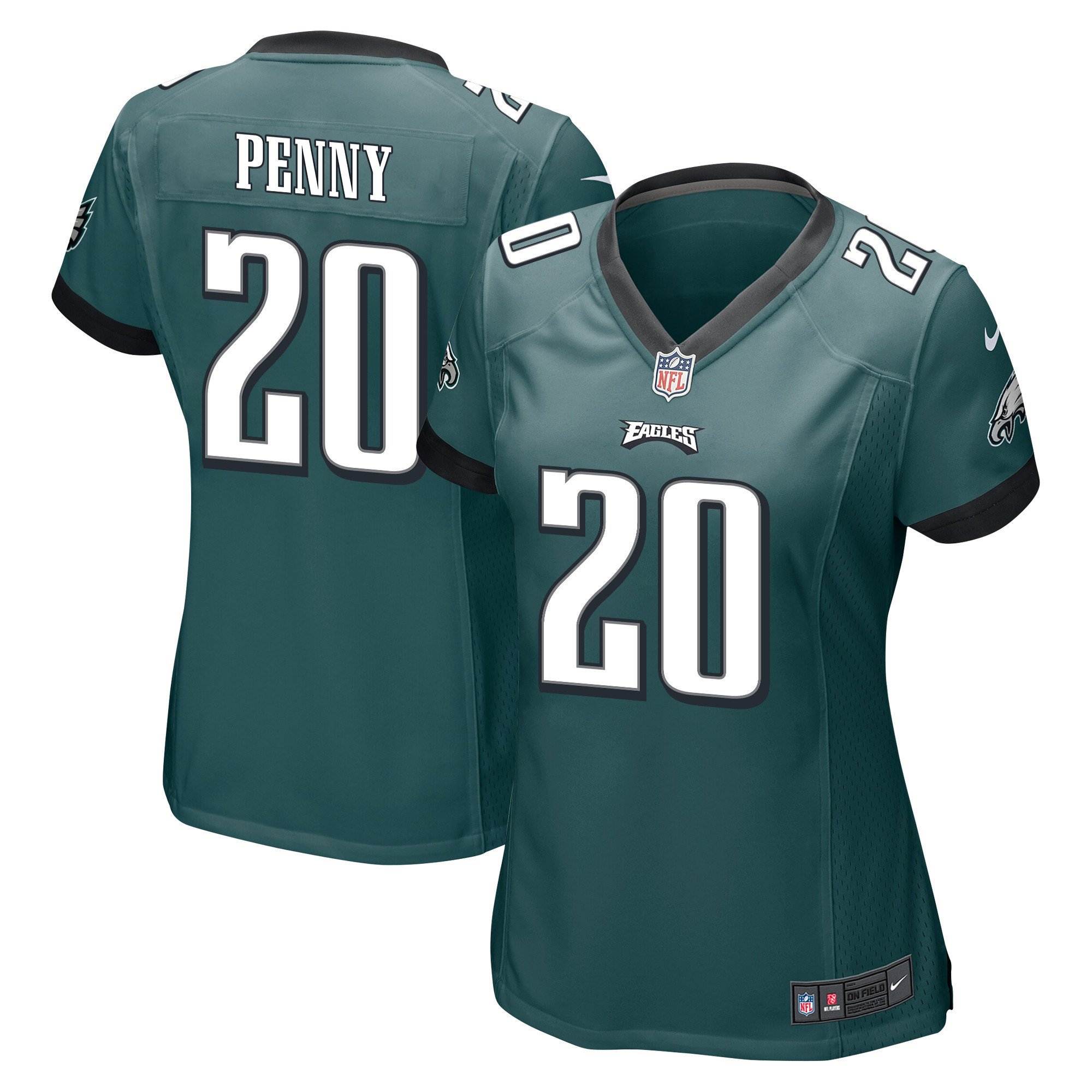 Rashaad Penny 20 Philadelphia Eagles Game Midnight Green NFL Jersey Women's