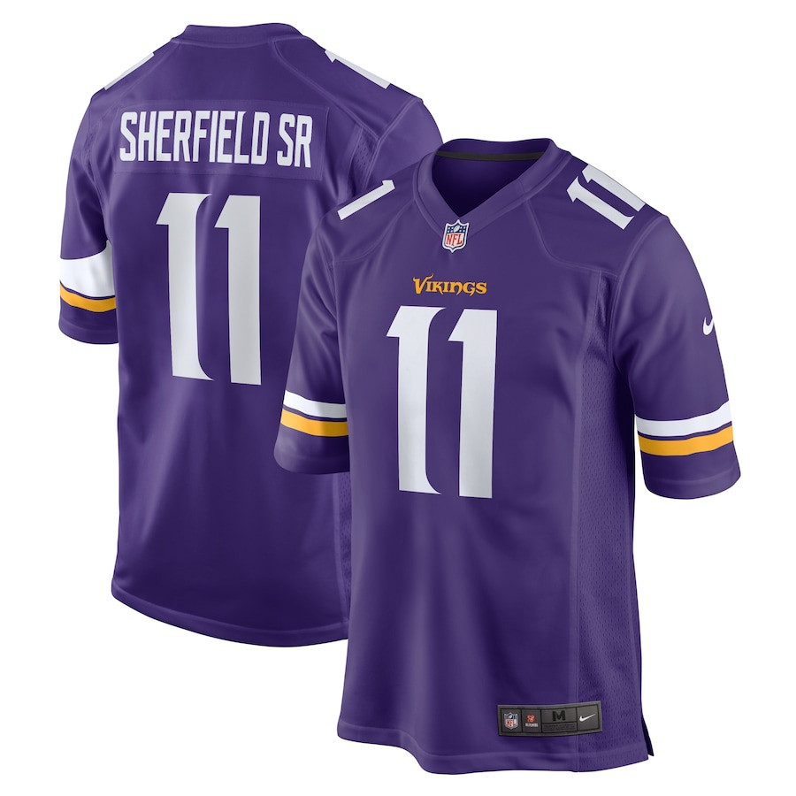 Trent Sherfield Sr. 11 Minnesota Vikings Game Purple NFL Jersey Men's