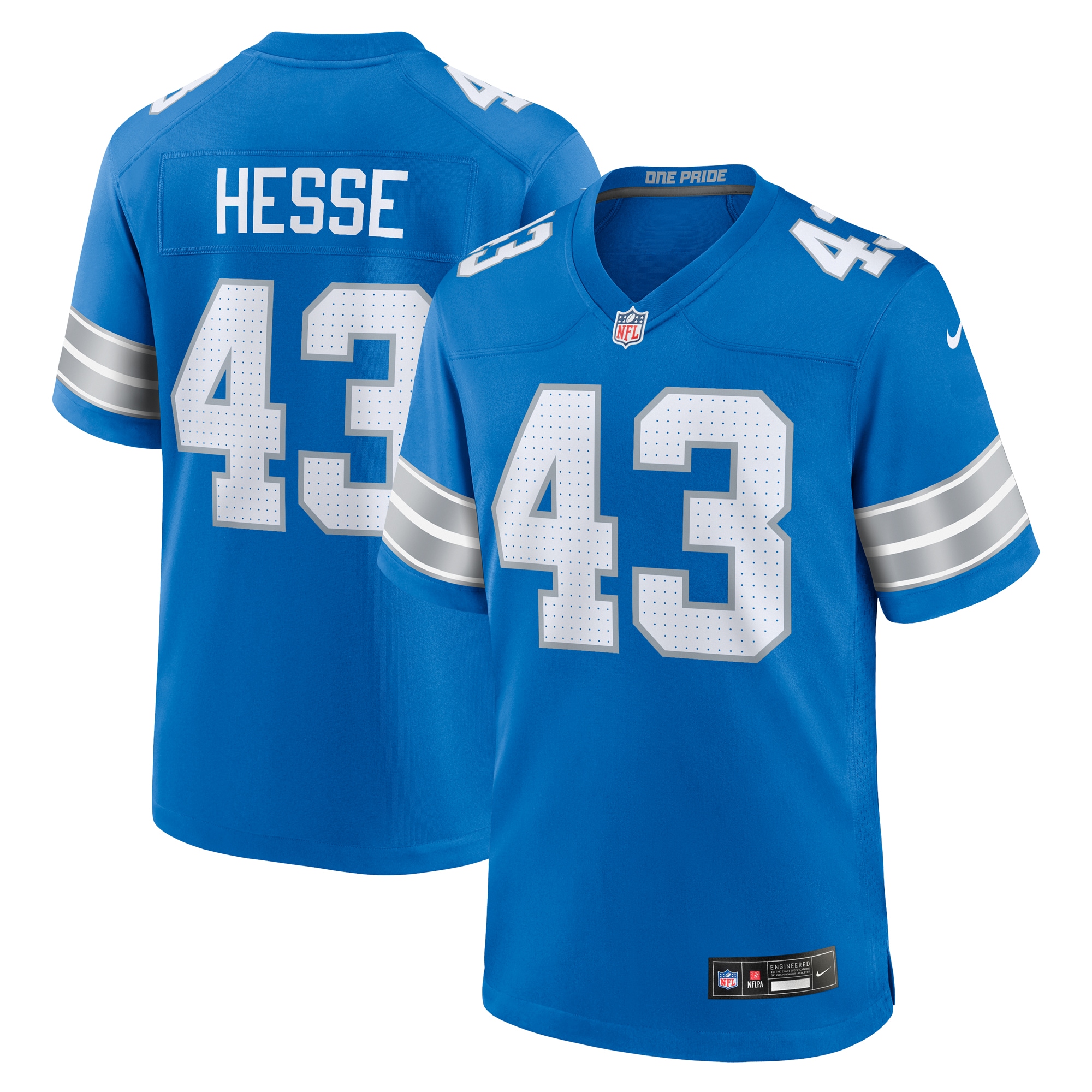 Detroit Lions Parker Hesse Blue Team Game NFL Jersey Men's
