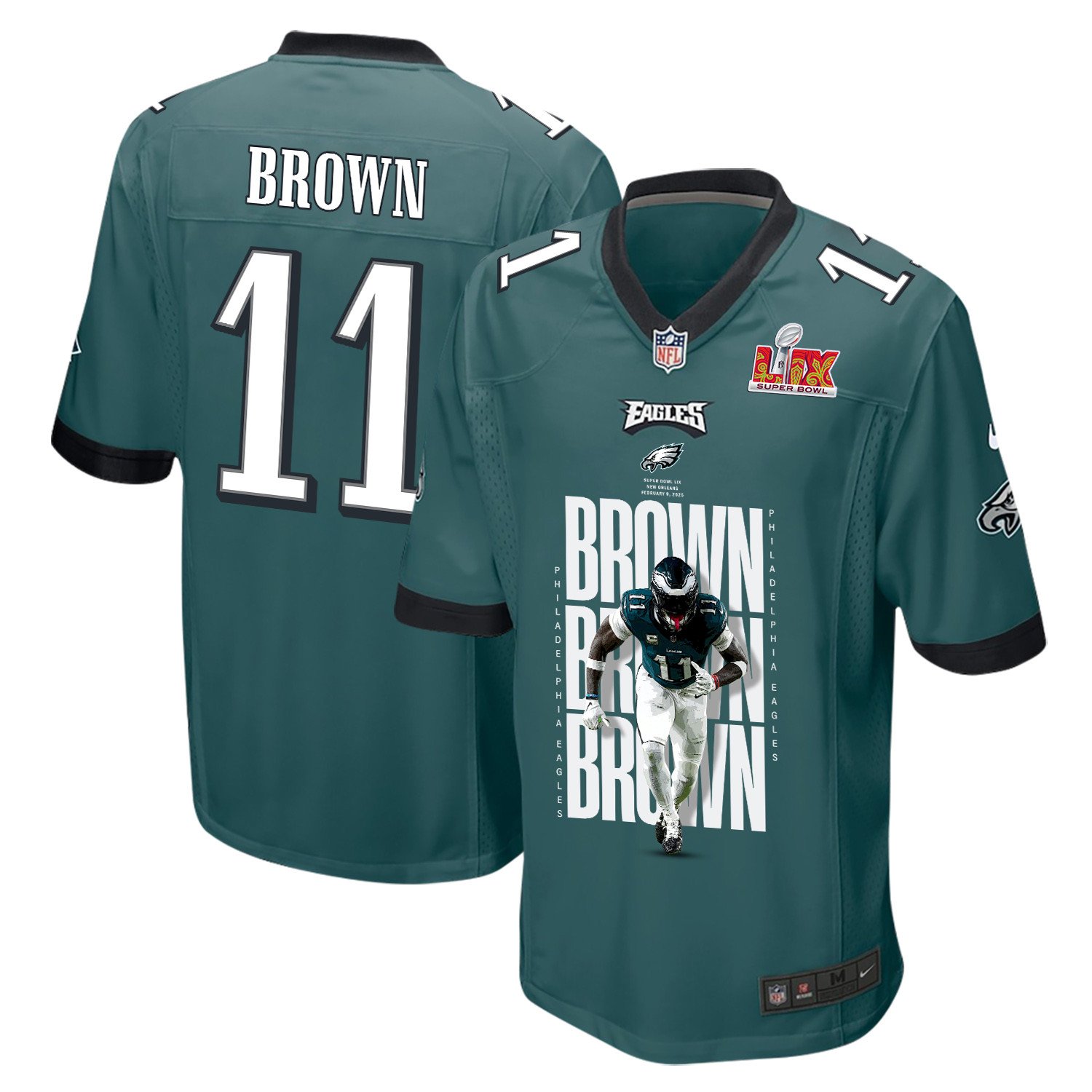 A.J. Brown 11 Philadelphia Eagles A.J. and the Touchdown Titans' Game Midnight Green NFL Jersey Men's