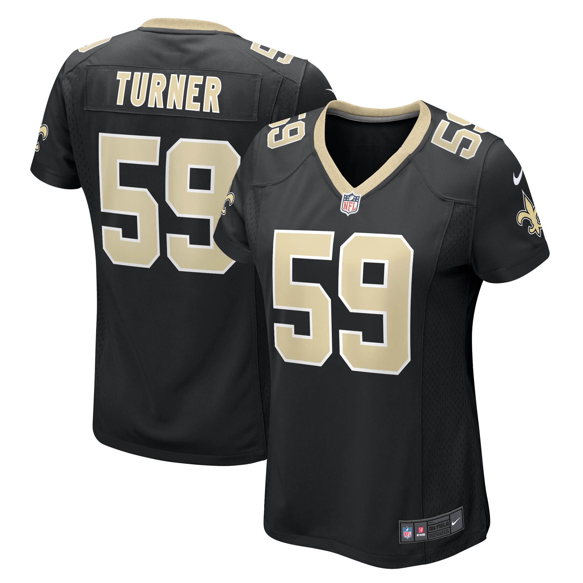 New Orleans Saints Trai Turner Black Team Game NFL Jersey Women's