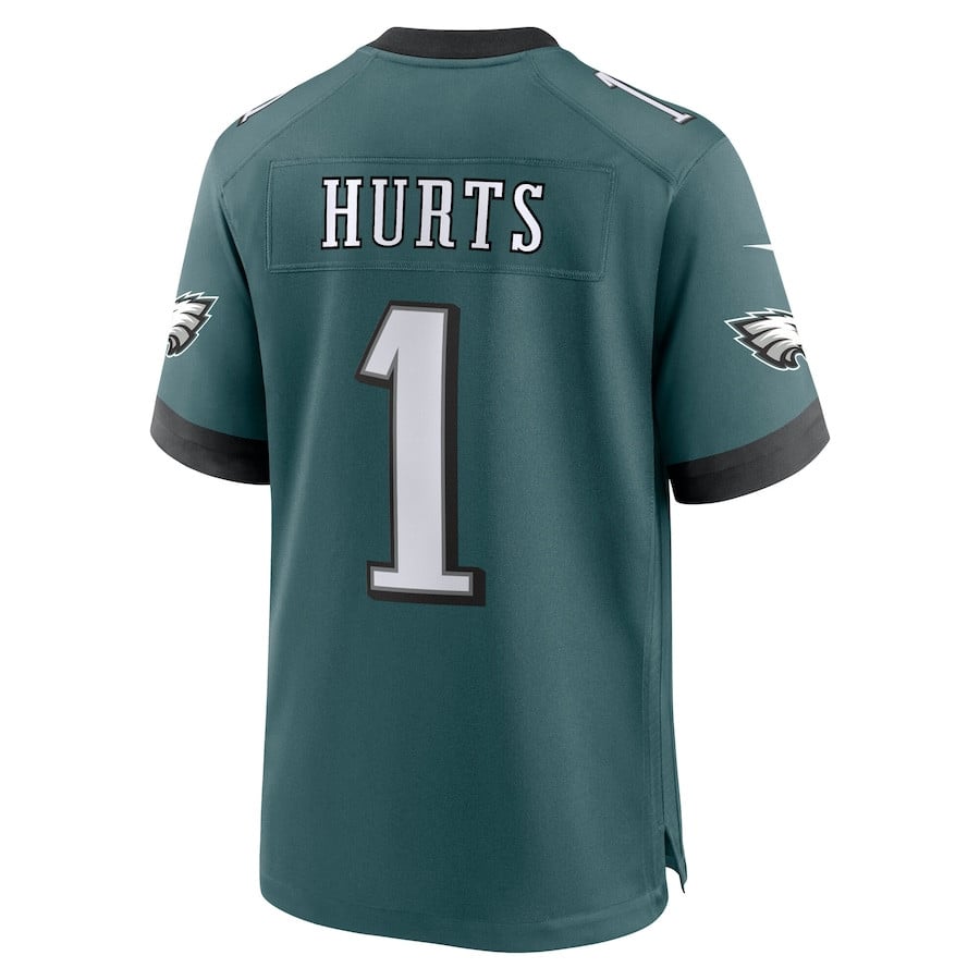 Jalen Hurts 1 Philadelphia Eagles Super Bowl LIX Game Player Midnight Green NFL Jersey Men's