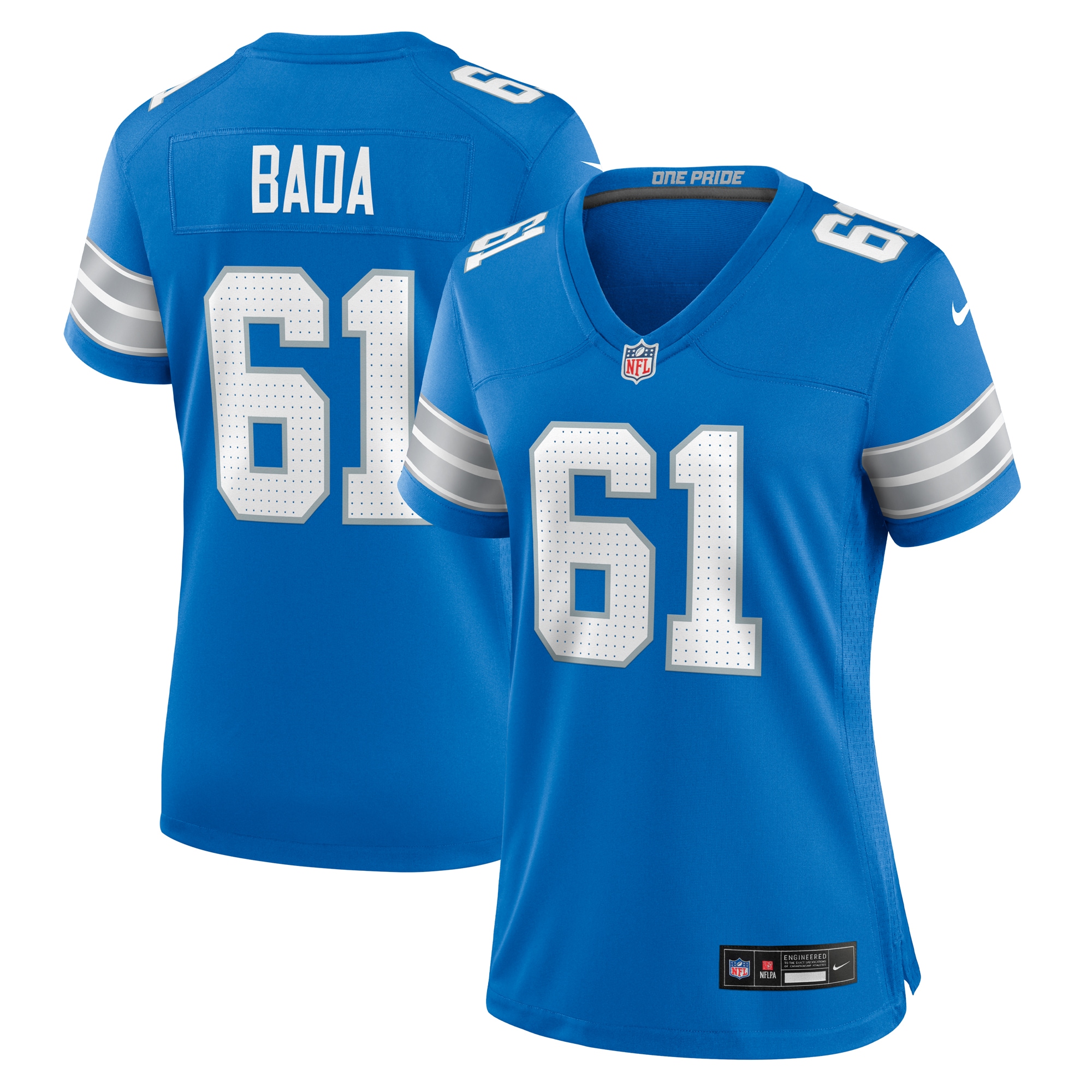 Detroit Lions David Bada Blue Team Game NFL Jersey Women's