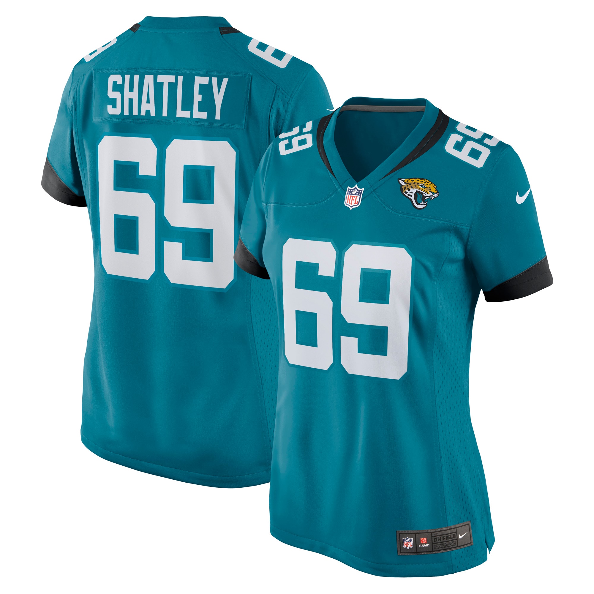 Jacksonville Jaguars Tyler Shatley Teal Game NFL Jersey Women's