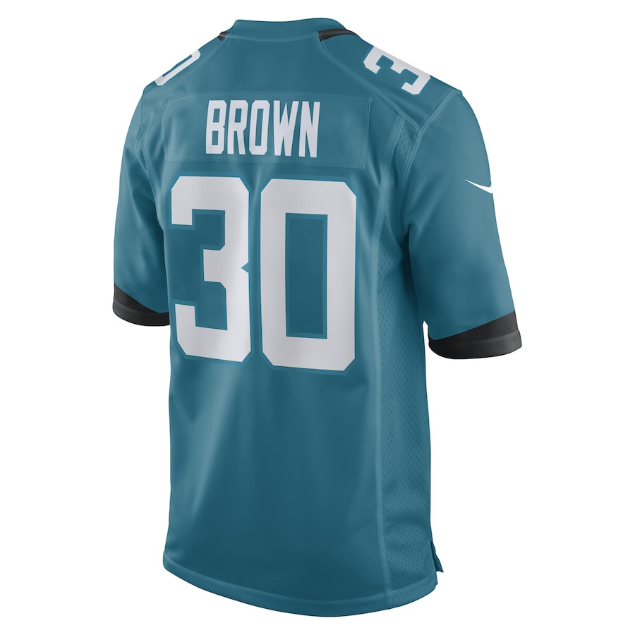 Montaric Brown 30 Jacksonville Jaguars Game Teal NFL Jersey Men's