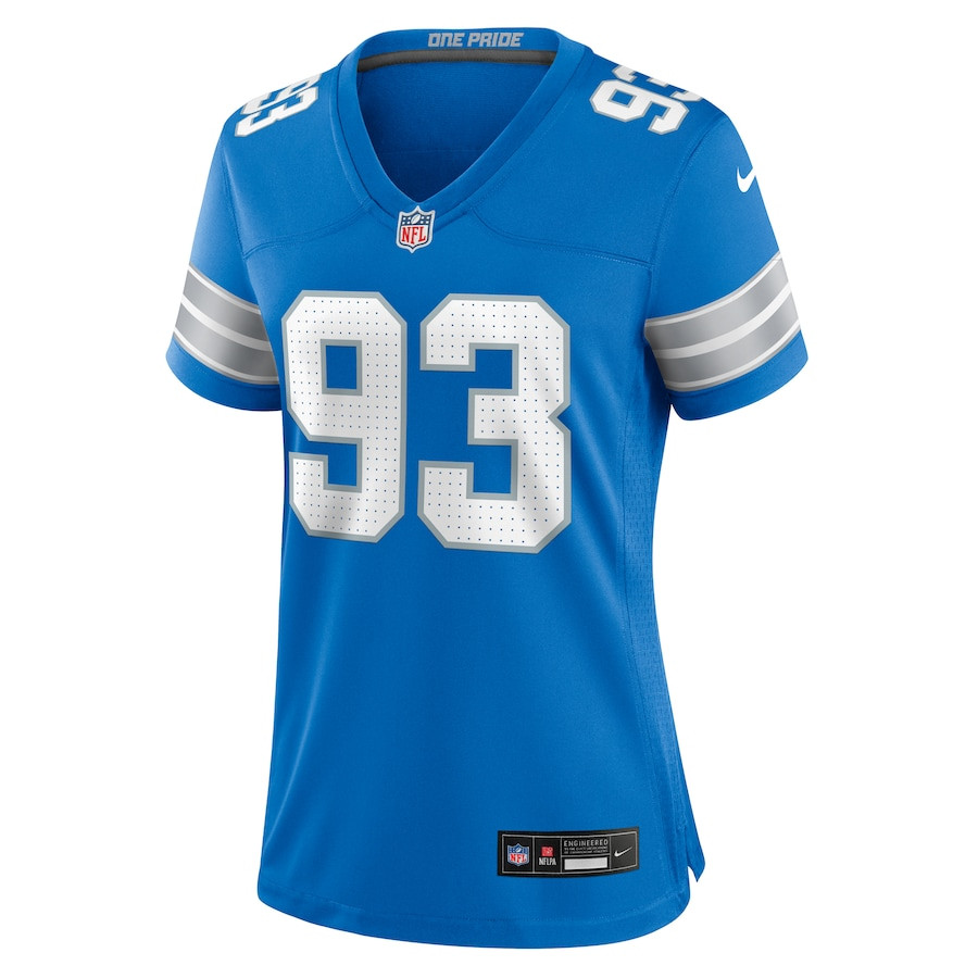Josh Paschal 93 Detroit Lions Team Game Blue NFL Jersey Women's