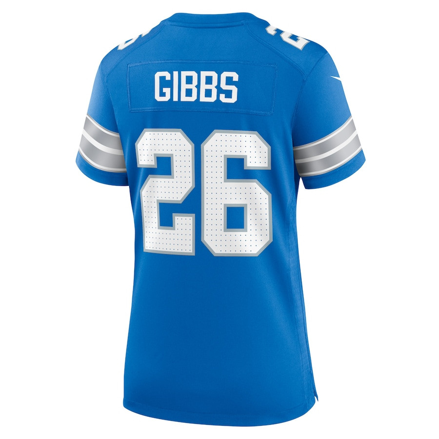Jahmyr Gibbs 26 Detroit Lions Team Game Blue NFL Jersey Women's