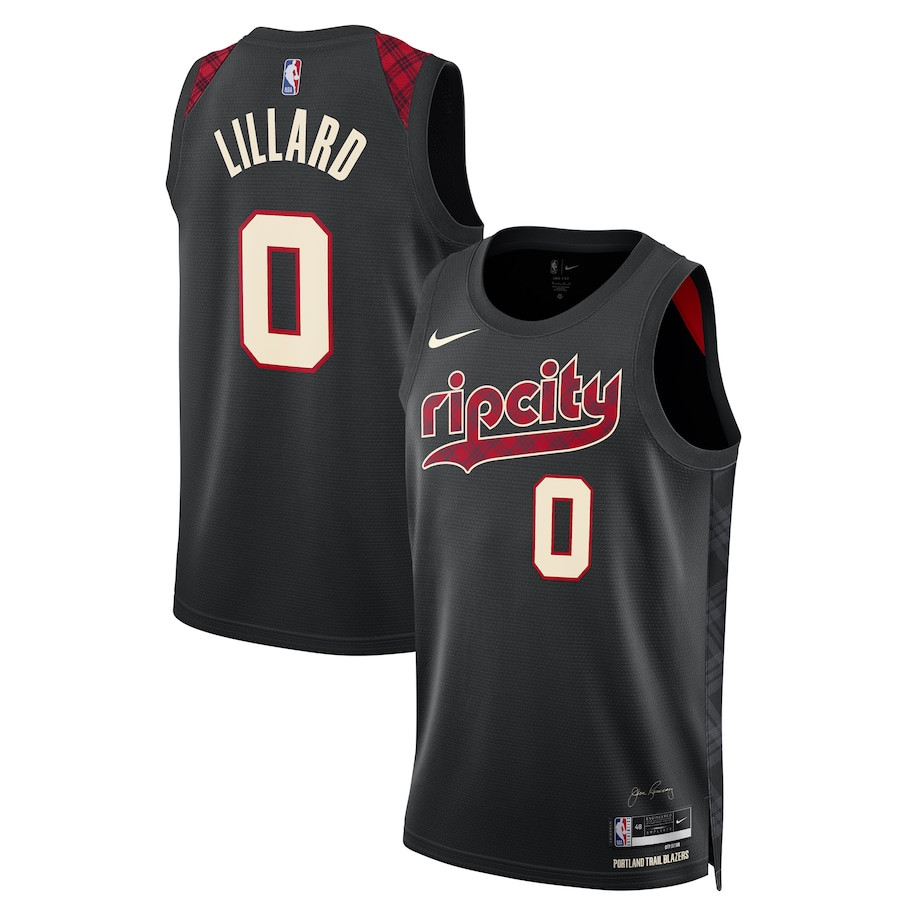 Damian Lillard 0 Portland Trail Blazers 2023/24 Swingman City Editio Unisex Black NBA Jersey Unisex