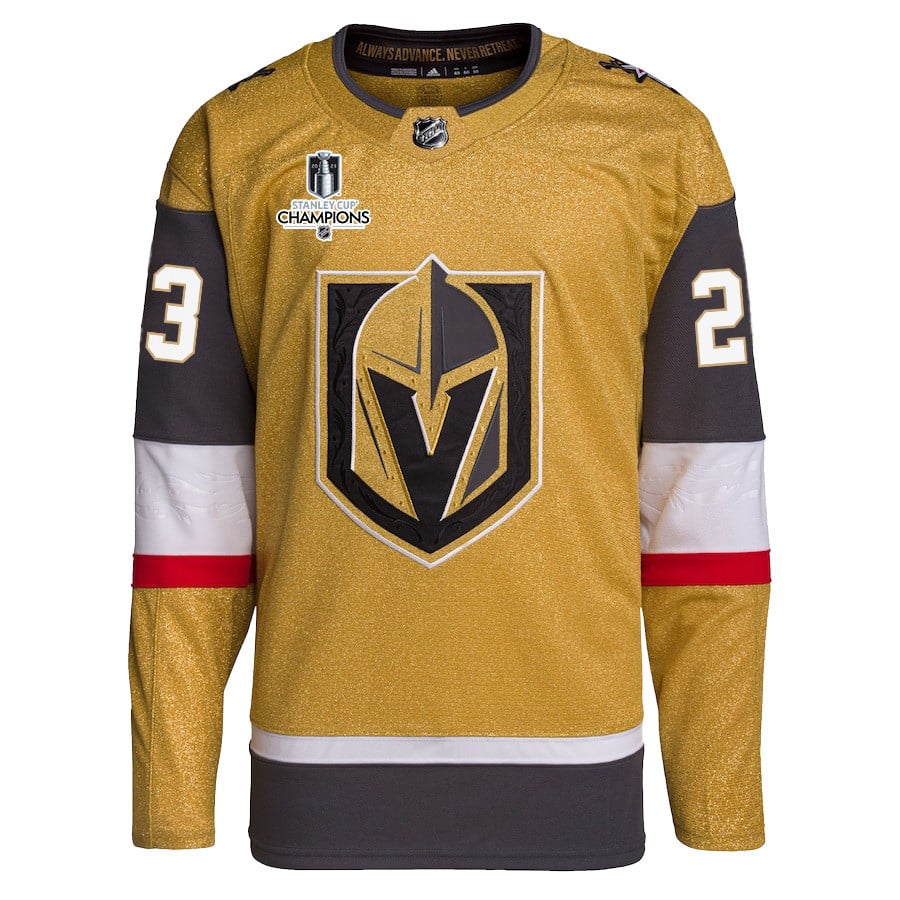 Alec Martinez 23 Vegas Golden Knights Stanley Cup 2023 Champions Patch Home Breakaway Gold NHL Jersey Men's