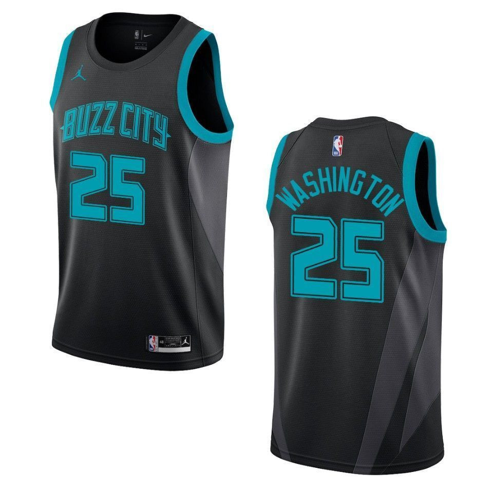 Charlotte Hornets 25 P.j. Washington City Swingman Black NBA Jersey Men's