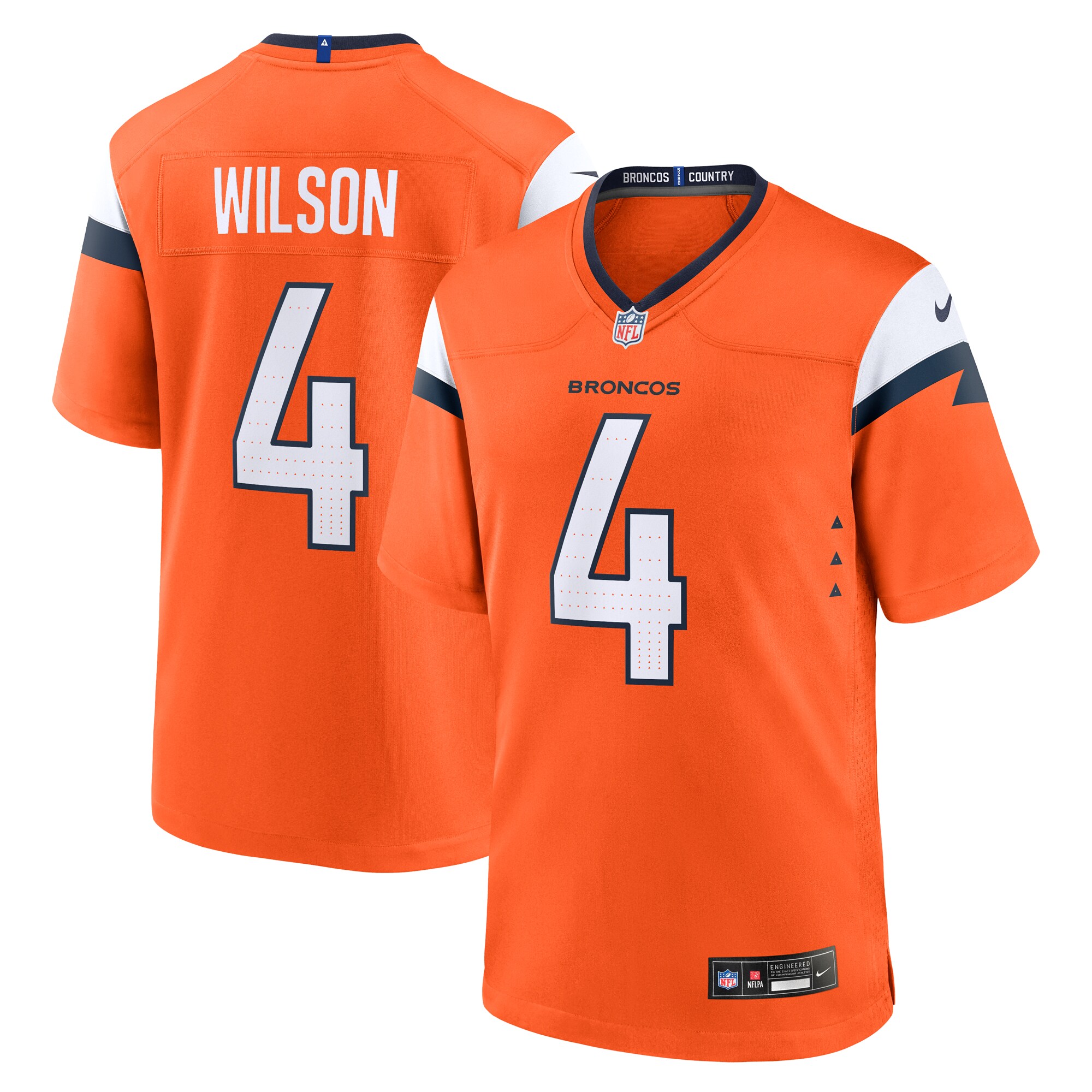 Denver Broncos Zach Wilson Orange Team Game NFL Jersey Men's