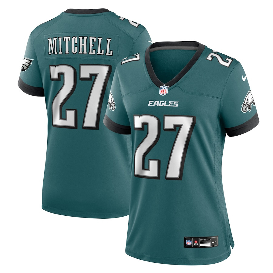Quinyon Mitchell 27 Philadelphia Eagles Team Game Midnight Green NFL Jersey Women's