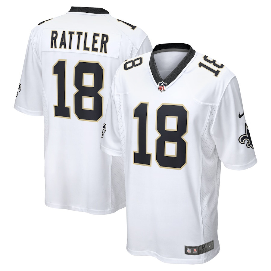 Spencer Rattler 18 New Orleans Saints Game White NFL Jersey Men's