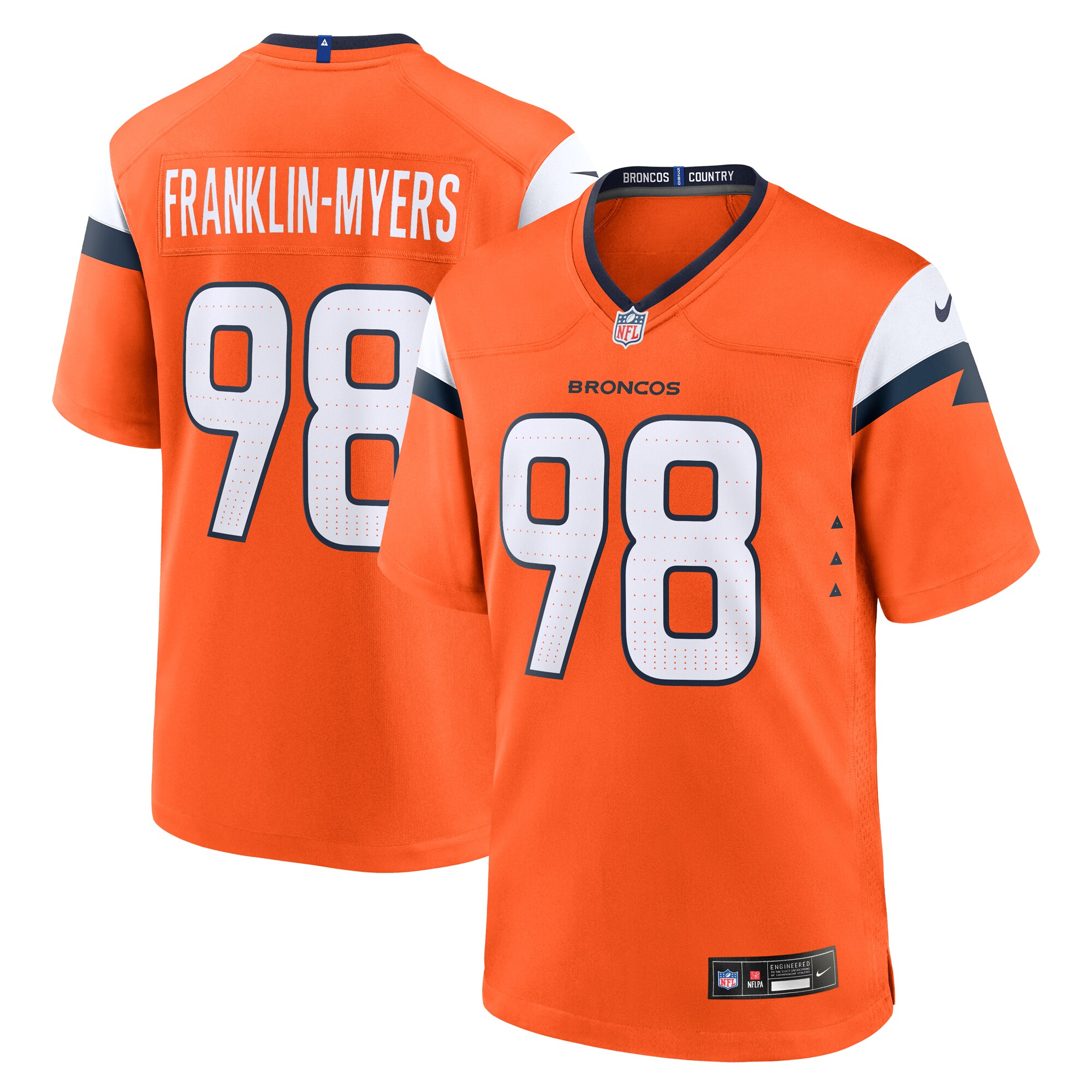Denver Broncos John Franklin-Myers Orange Team Game NFL Jersey Men's