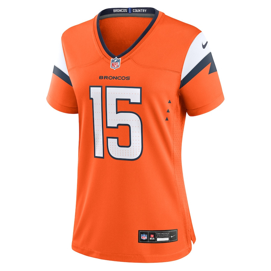 Nik Bonitto 15 Denver Broncos Team Game Orange NFL Jersey Women's