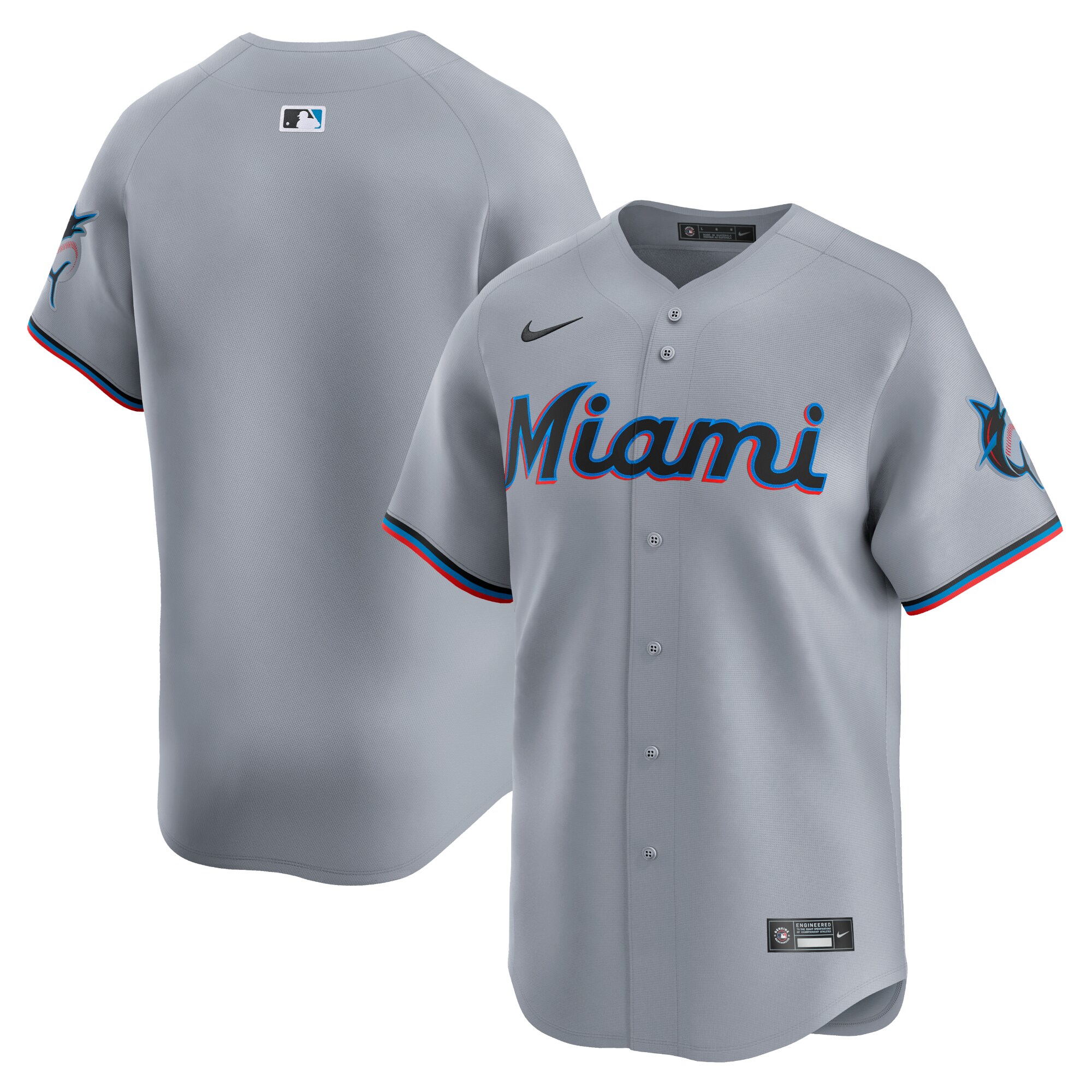 Miami Marlins Gray Road Limited MLB Jersey Men's