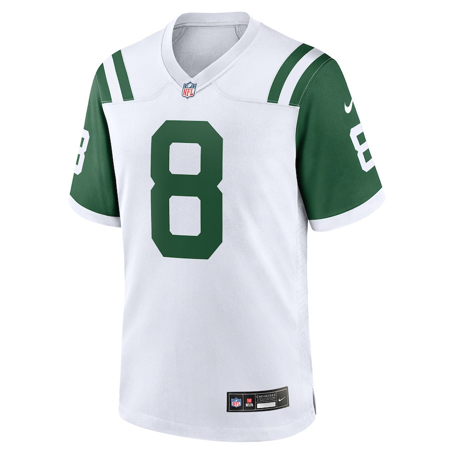 Aaron Rodgers 8 New York Jets Classic Alternate Game White NFL Jersey Men's
