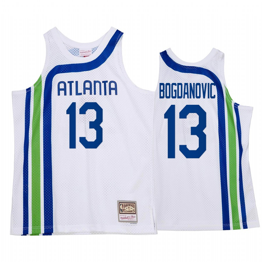 Bogdan Bogdanovic 13 Atlanta Hawks HWC Throwback White NBA Jersey Men's