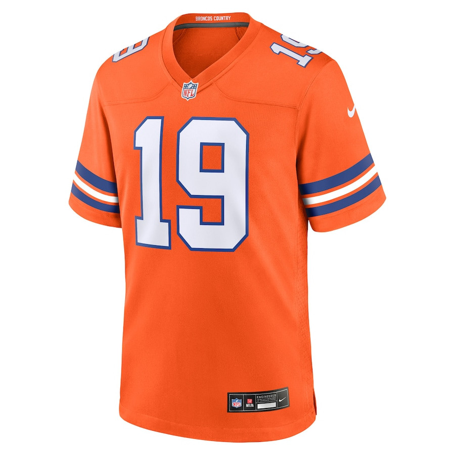 Marvin Mims Jr 19 Denver Broncos Mile High Collection 1977 Throwback Player Game Orange NFL Jersey Men's