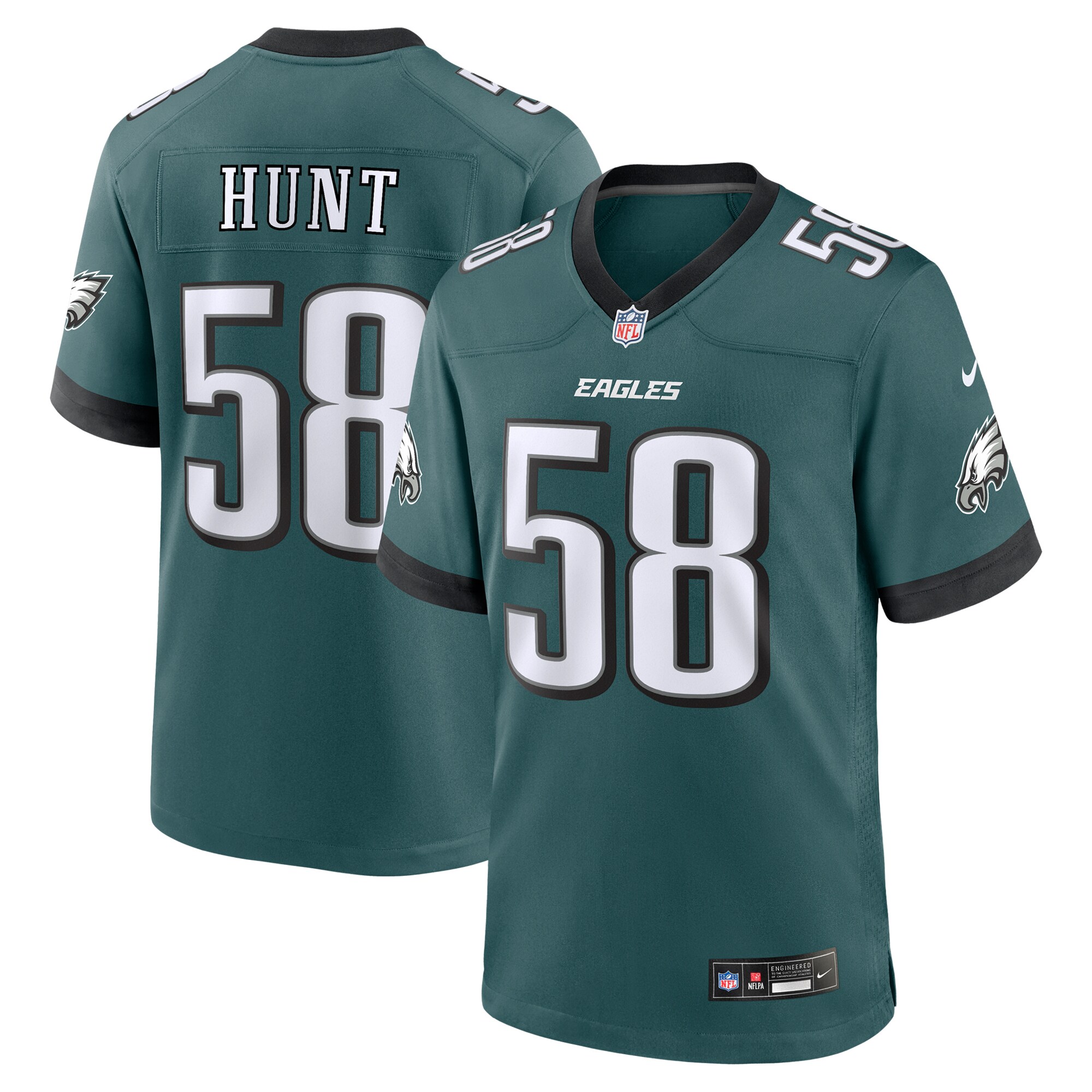 Philadelphia Eagles Jalyx Hunt Midnight Green Team Game NFL Jersey Men's