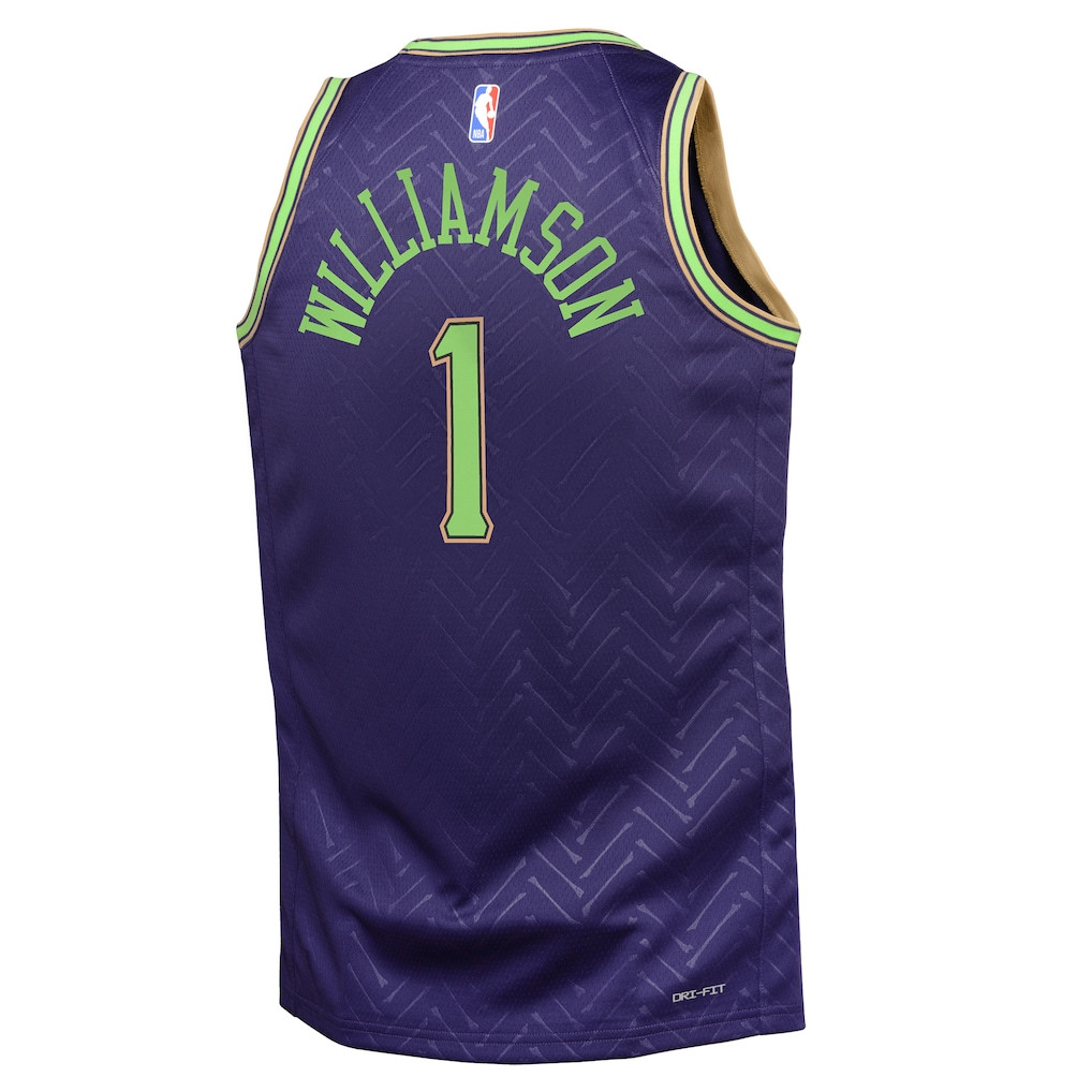 Zion Williamson 1 New Orleans Pelicans 2024/25 Swingman Playe City Edition Purple NBA Jersey Youth