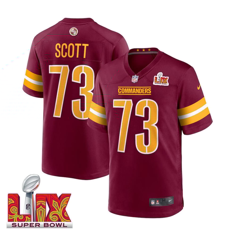 Trent Scott #73 Washington Commanders Super Bowl LIX Burgundy NFL Jersey Men's