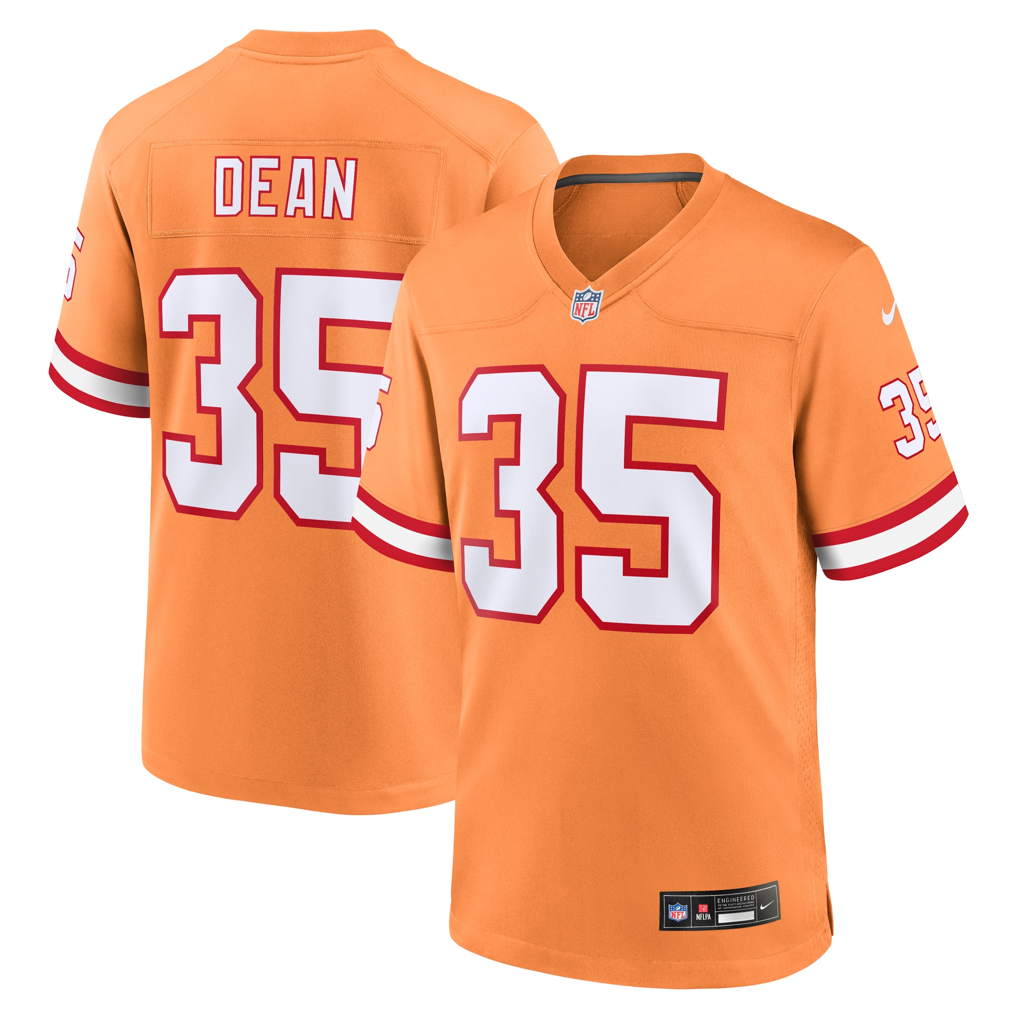 Tampa Bay Buccaneers Jamel Dean Orange Throwback Game NFL Jersey Men's