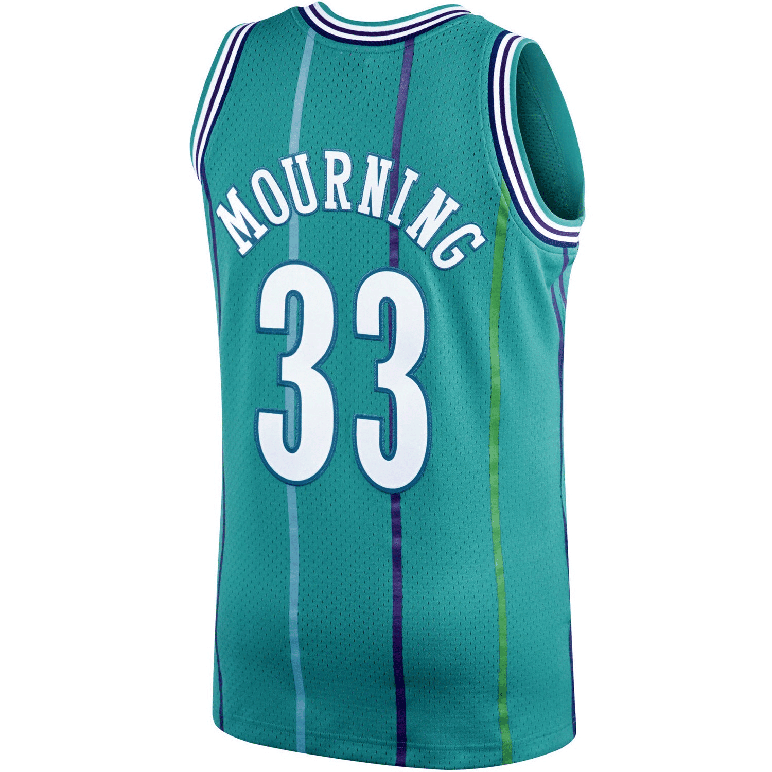 Alonzo Mourning Charlotte Hornets Mitchell Ness 1992-93 Hardwood Classics Swingman Player Teal NBA Jersey Men's