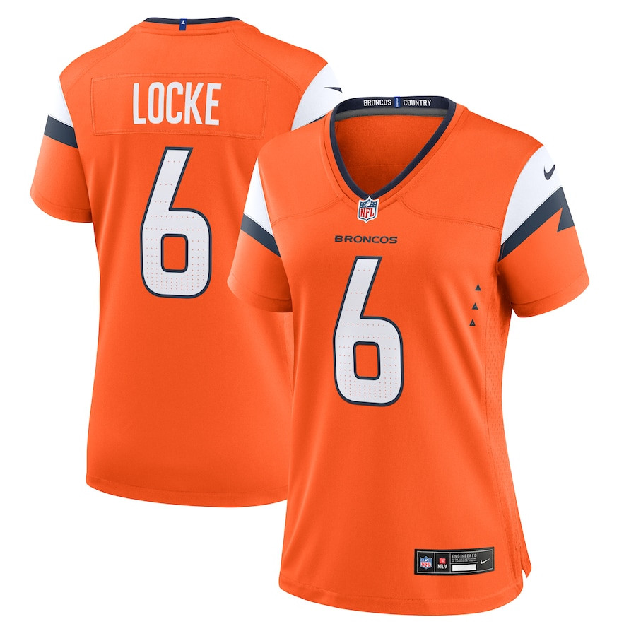 P.J. Locke 6 Denver Broncos Team Game Orange NFL Jersey Women's