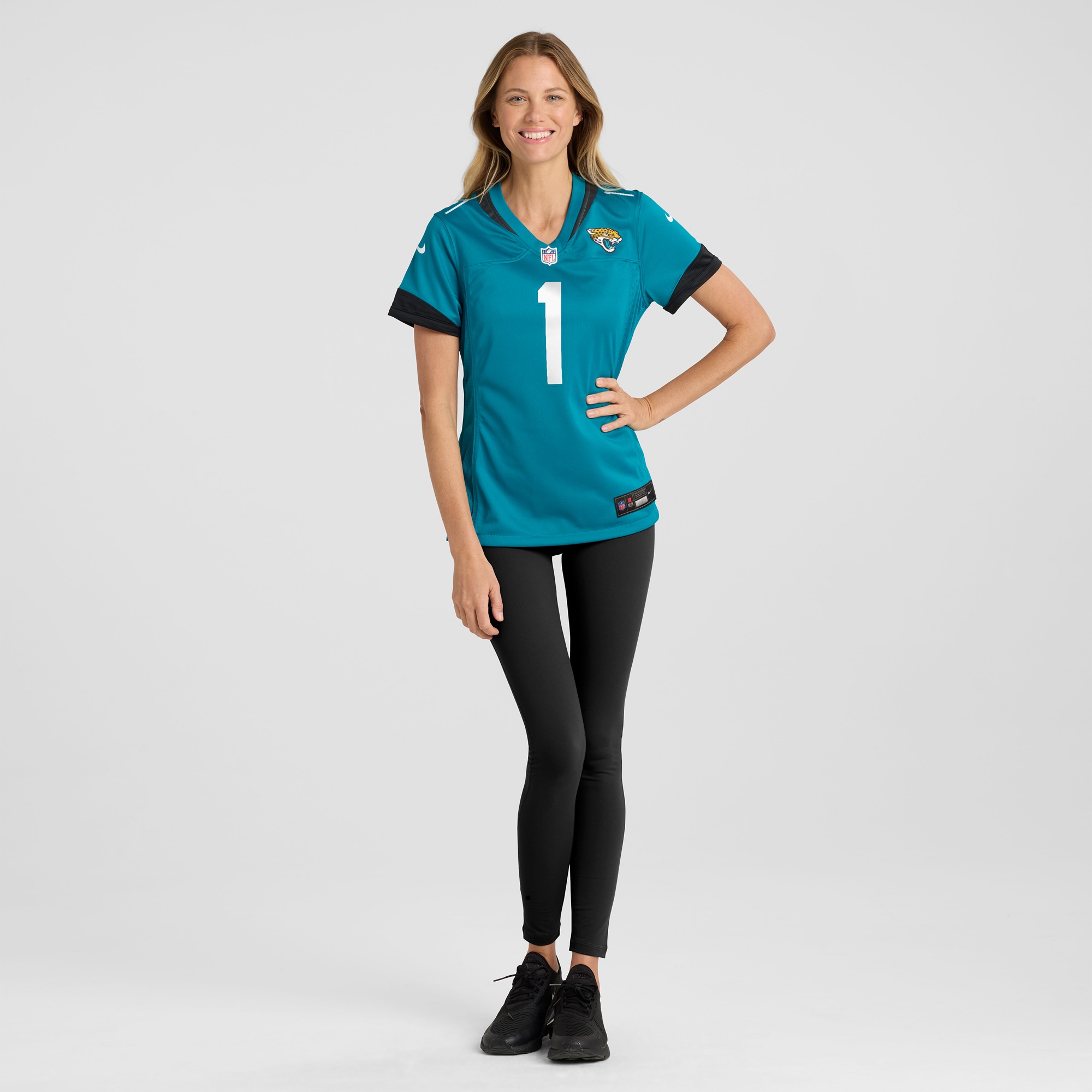Jacksonville Jaguars Number 1 Bride Teal Game NFL Jersey Women's