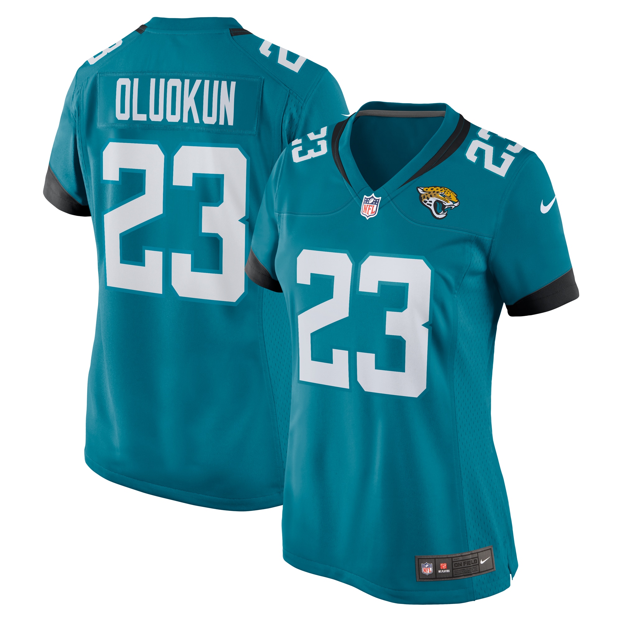 Jacksonville Jaguars Foyesade Oluokun Teal Game Player NFL Jersey Women's