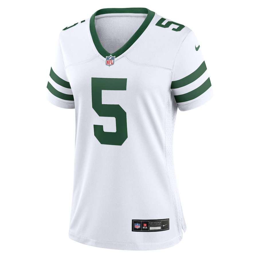 Garrett Wilson 5 New York Jets Game Legacy White NFL Jersey Women's