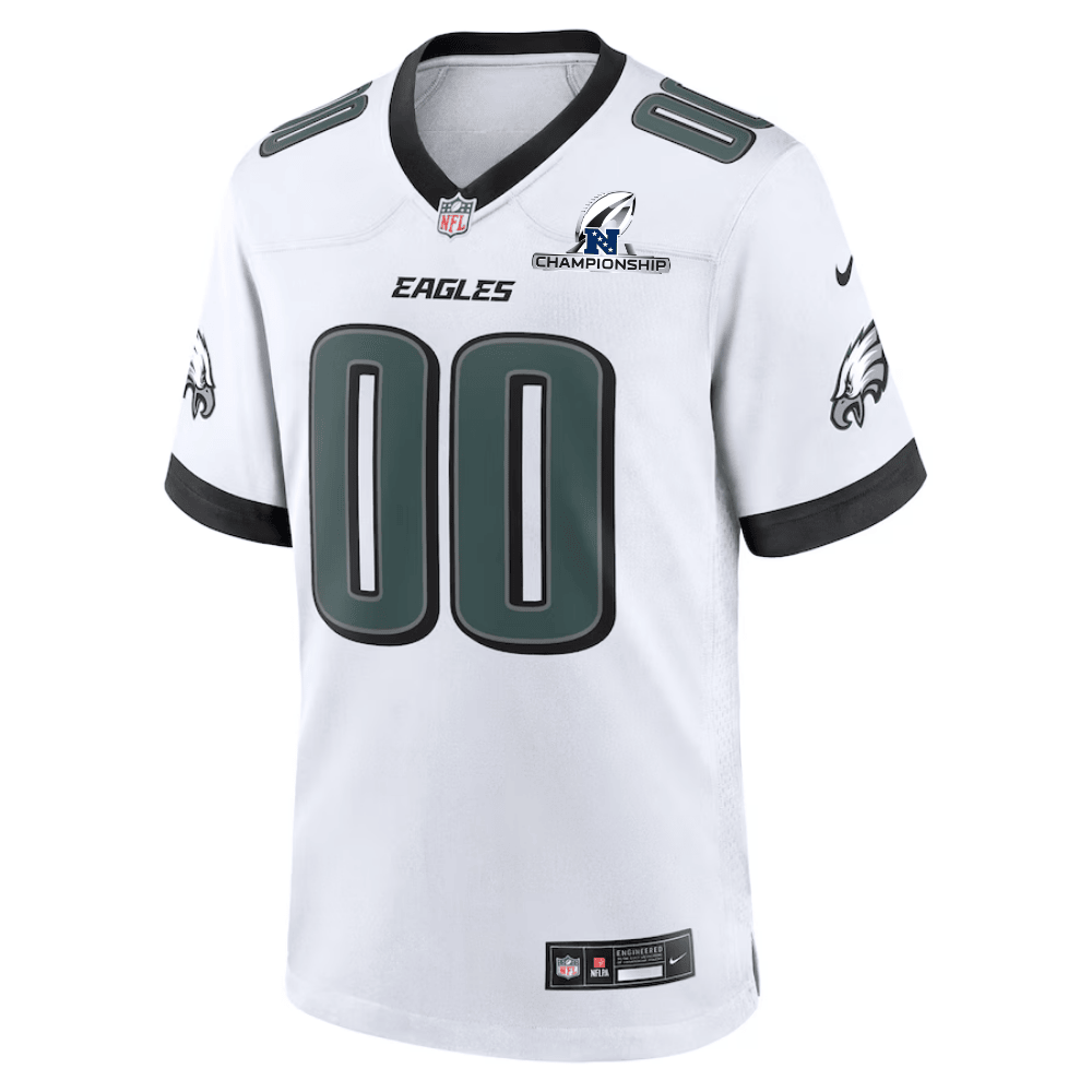 Philadelphia Eagles NFC Championship Patch Game Custom White NFL Jersey Men's