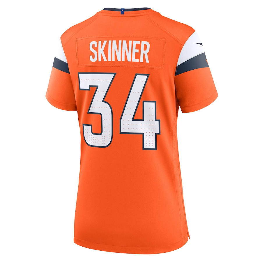 JL Skinner 34 Denver Broncos Team Game Orange NFL Jersey Women's