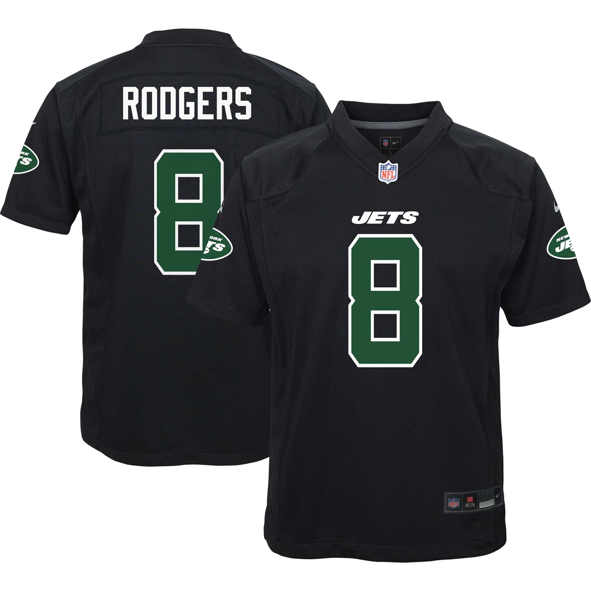 New York Jets Aaron Rodgers Black Game Fashion NFL Jersey Youth