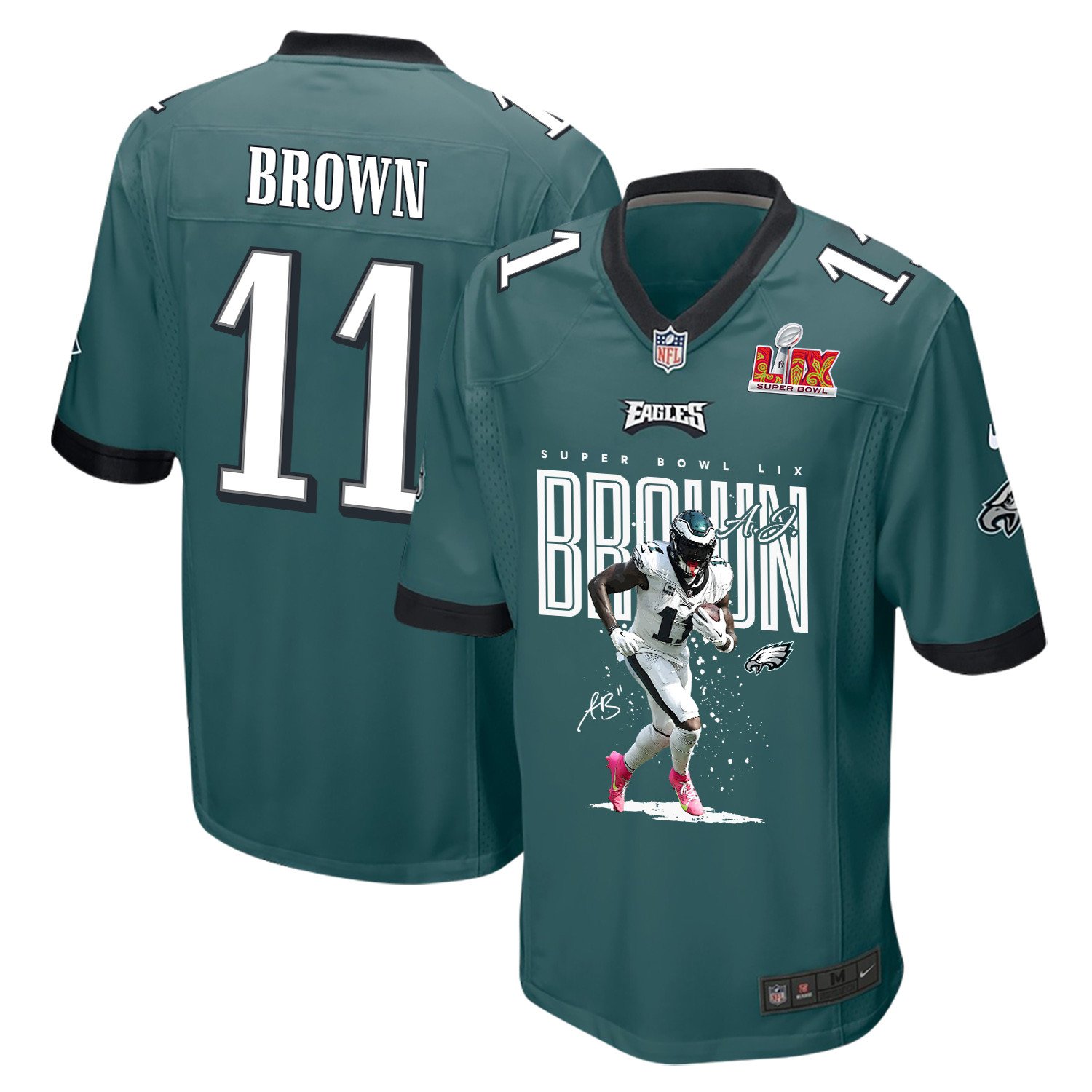 A.J. Brown 11 Philadelphia Eagles A.J.'s TD Tango' Game Midnight Green NFL Jersey Men's