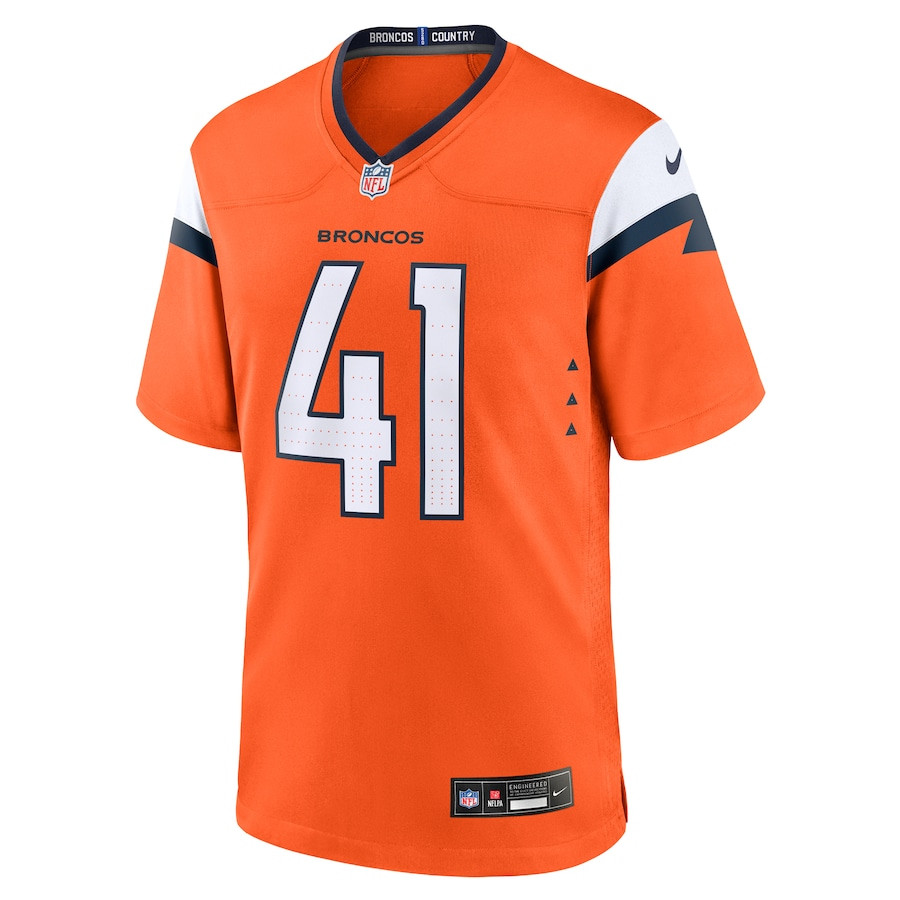 Drew Sanders 41 Denver Broncos Team Game Orange NFL Jersey Men's
