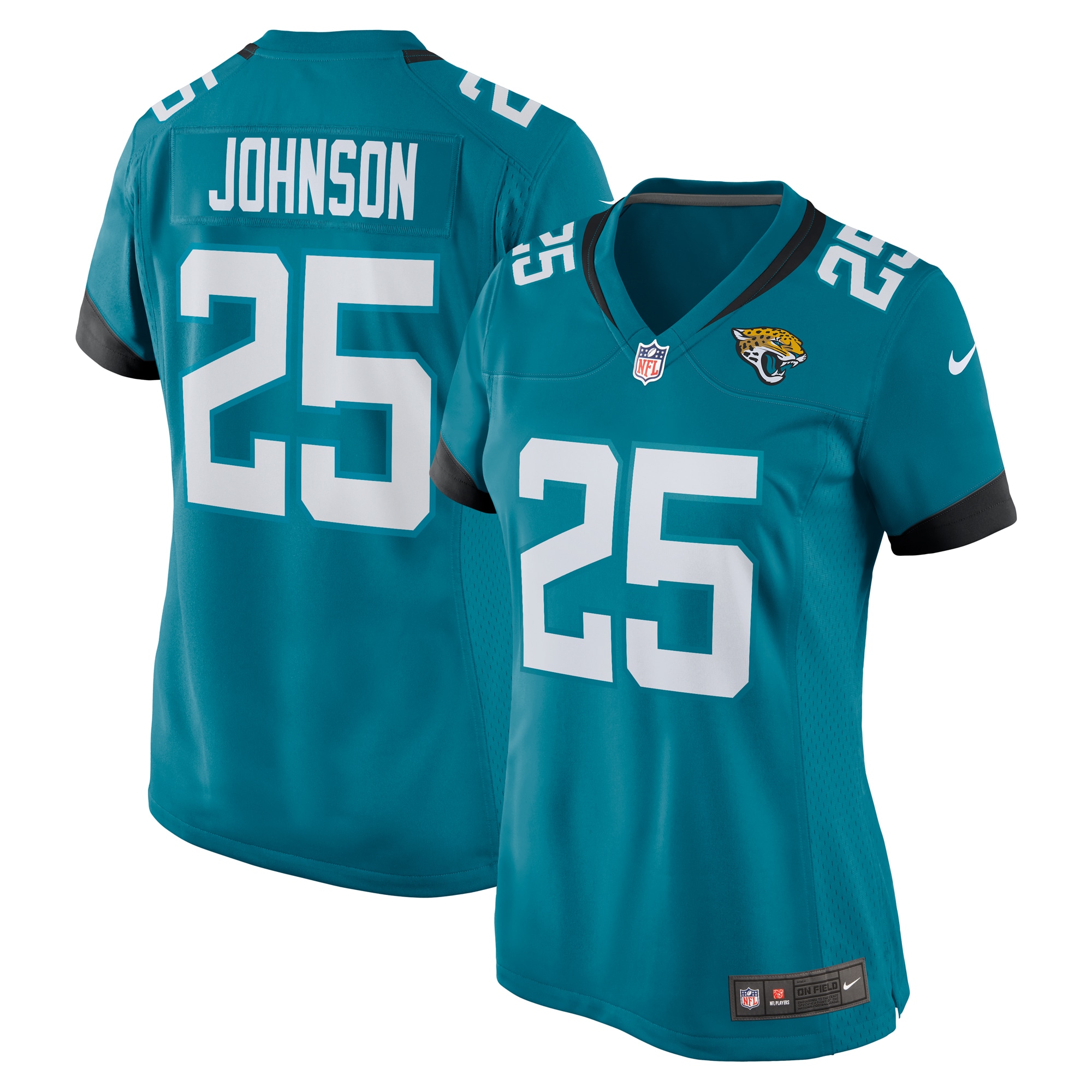 Jacksonville Jaguars D'Ernest Johnson Teal Team Game NFL Jersey Women's