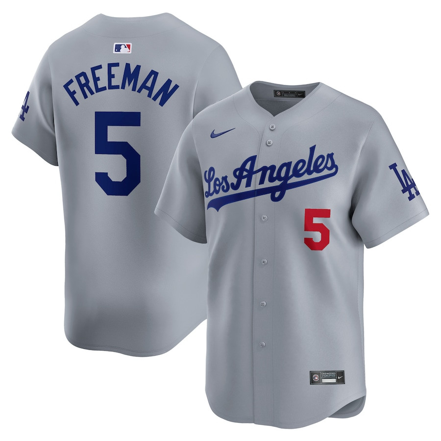 Freddie Freeman 5 Los Angeles Dodgers Away Limited Player Gray MLB Jersey Men's