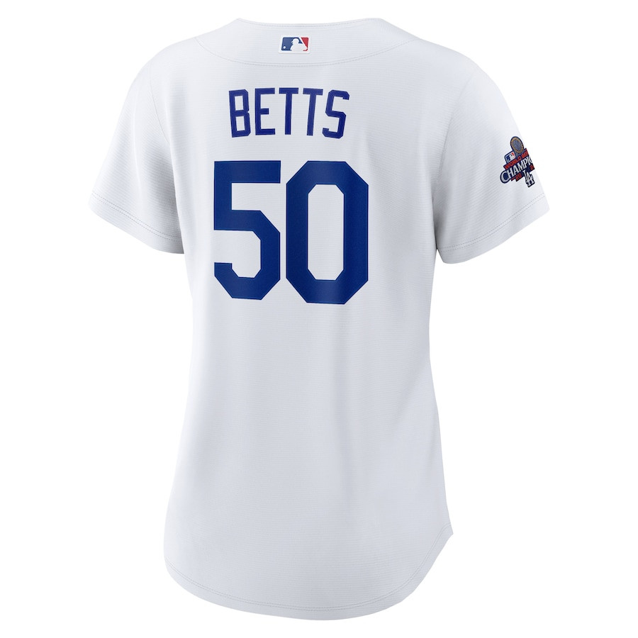 Mookie Betts 50 Los Angeles Dodgers 2024 World Series Champions Home Player White MLB Jersey Women's