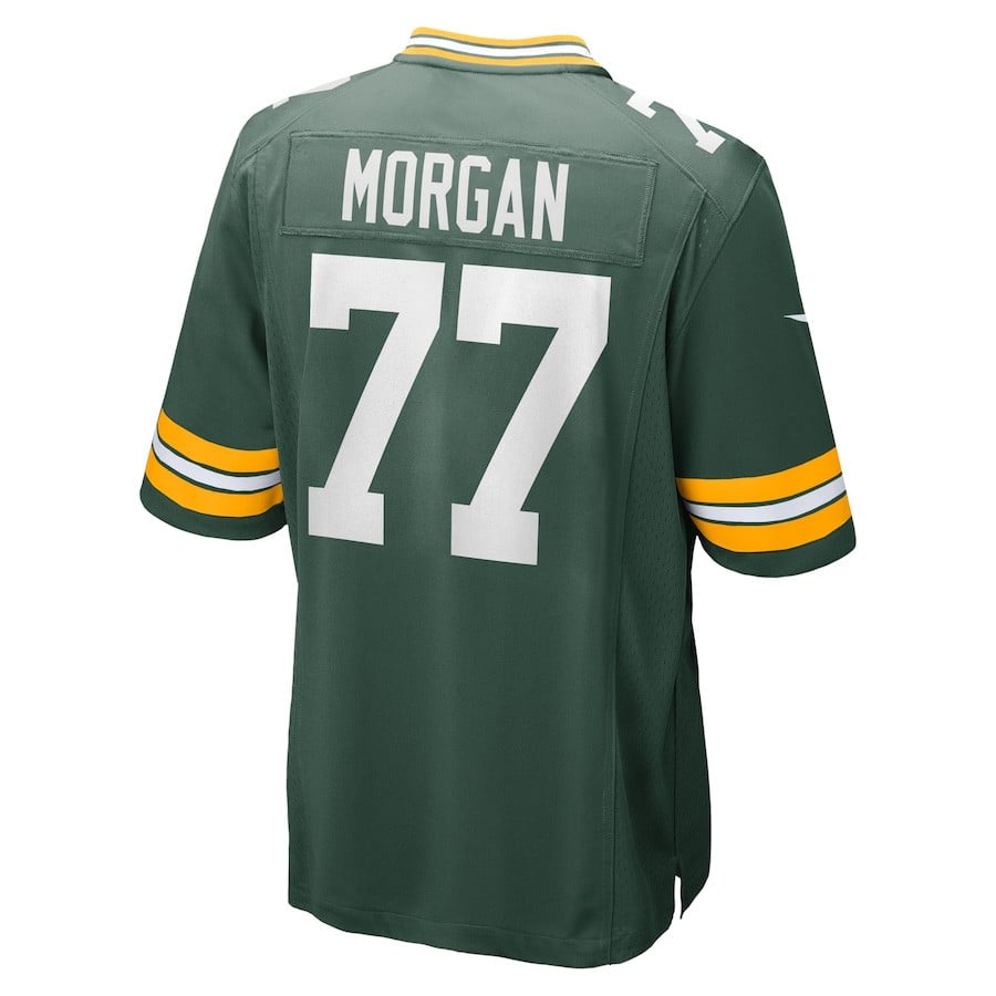 Jordan Morgan 77 Green Bay Packers 2024 Game Green NFL Jersey Men's