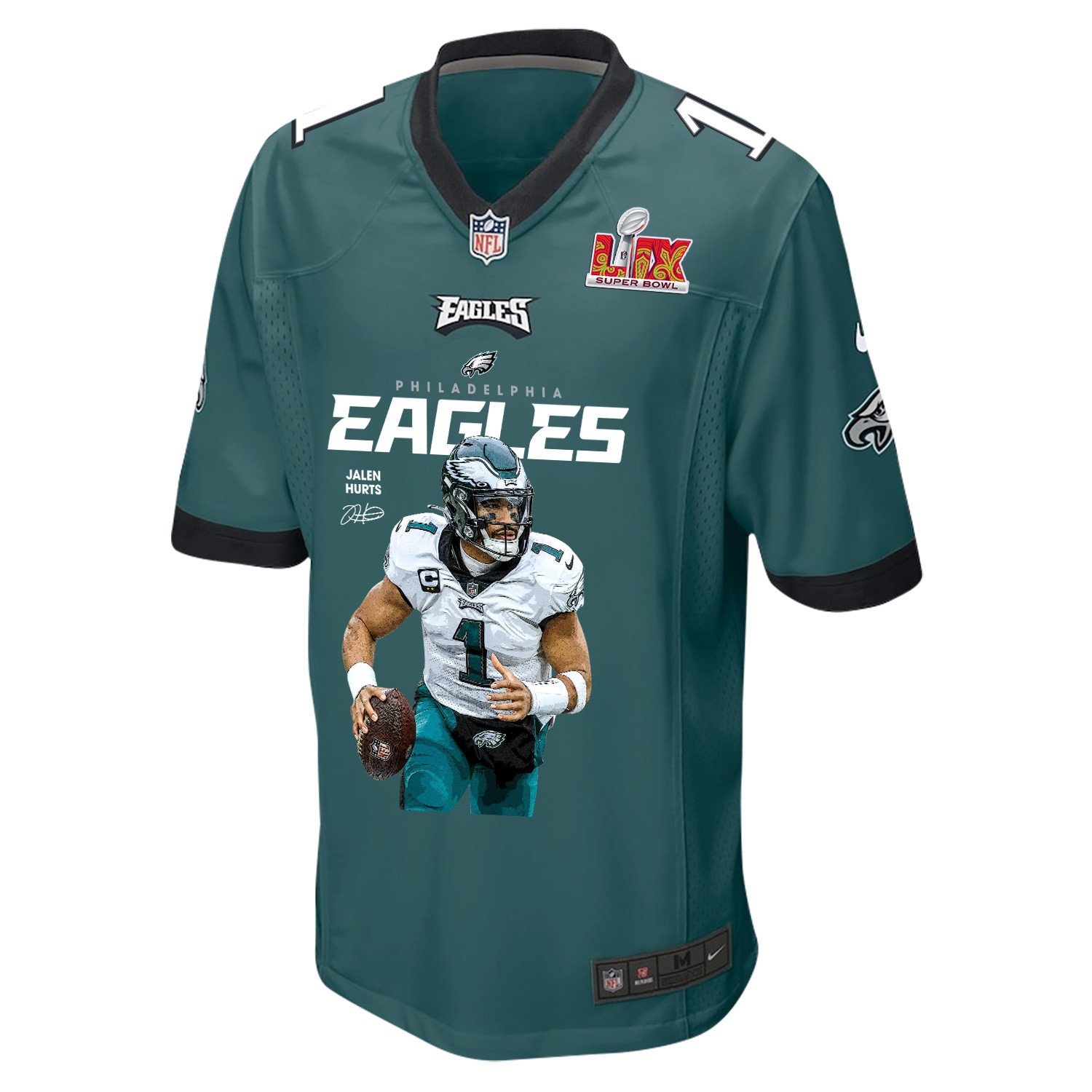 Jalen Hurts 1 Philadelphia Eagles The Hurtsbreakers' Game Midnight Green NFL Jersey Men's