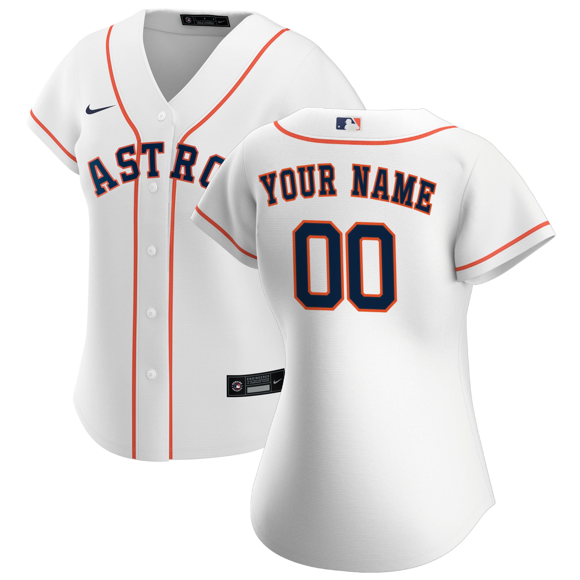 Houston Astros White Home Custom MLB Jersey Women's