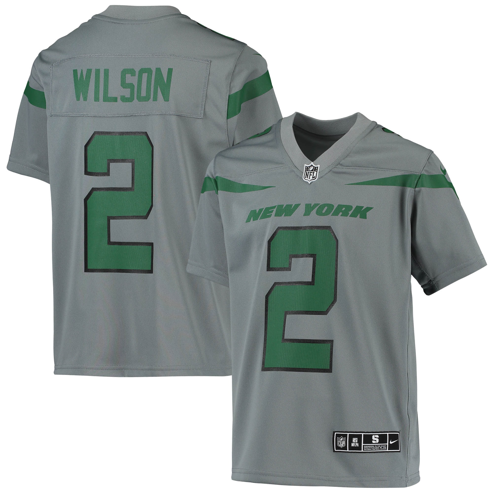 New York Jets Zach Wilson Gray Inverted Team Game NFL Jersey Youth